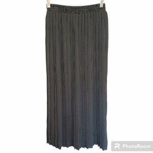 Vintage 90s Micro Polka Dot Knife Pleated Maxi Skirt Size 4